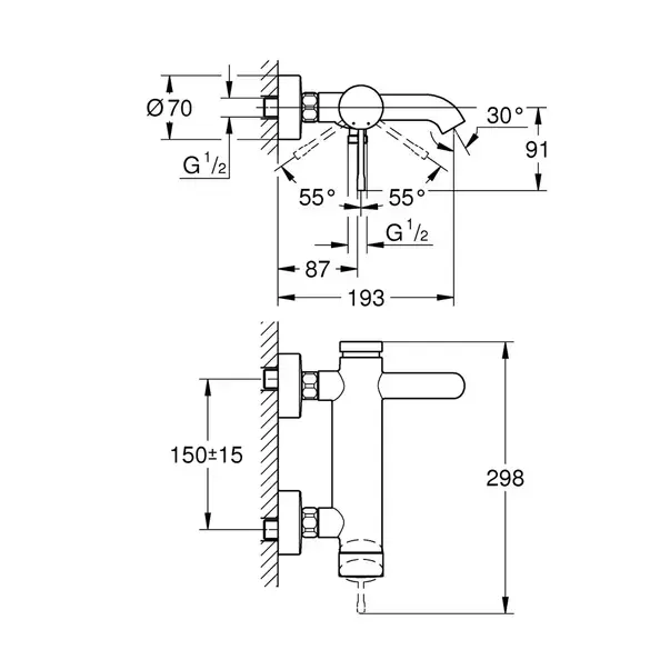 Baterie cada - dus Grohe Essence antracit periat Hard Graphite [2]