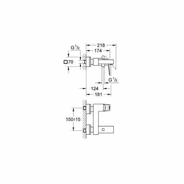 Baterie cada - dus Grohe Eurocube crom lucios [2]