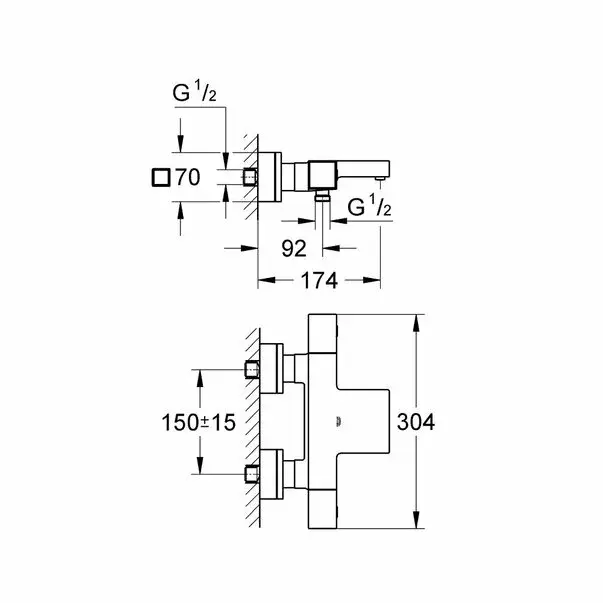 Baterie cada - dus Grohe Grohtherm Cube termostatica crom [2]