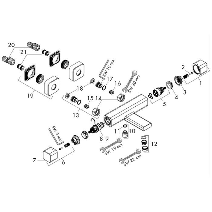Baterie cada dus Hansgrohe, Ecostat E, termostatata, crom [4]