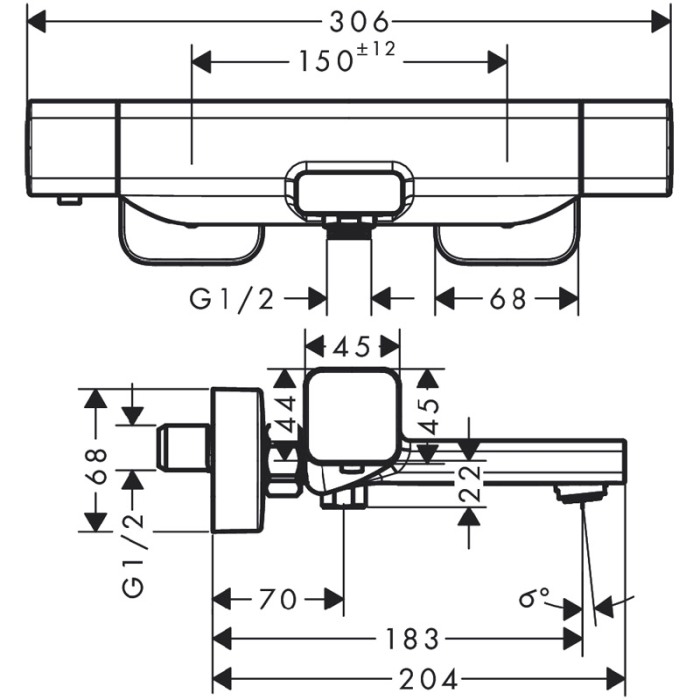 Baterie cada dus Hansgrohe, Ecostat E, termostatata, crom [2]