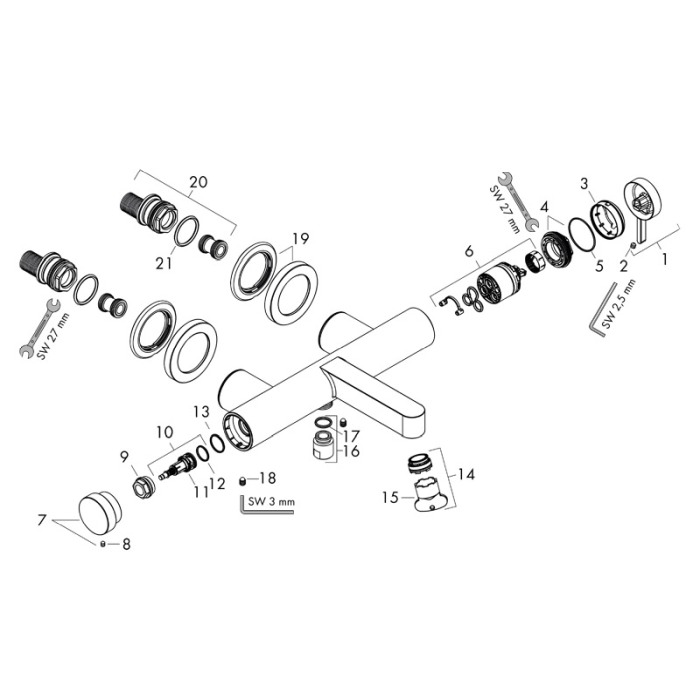 Baterie cada - dus, Hansgrohe, Finoris, montaj aparent, negru mat [4]
