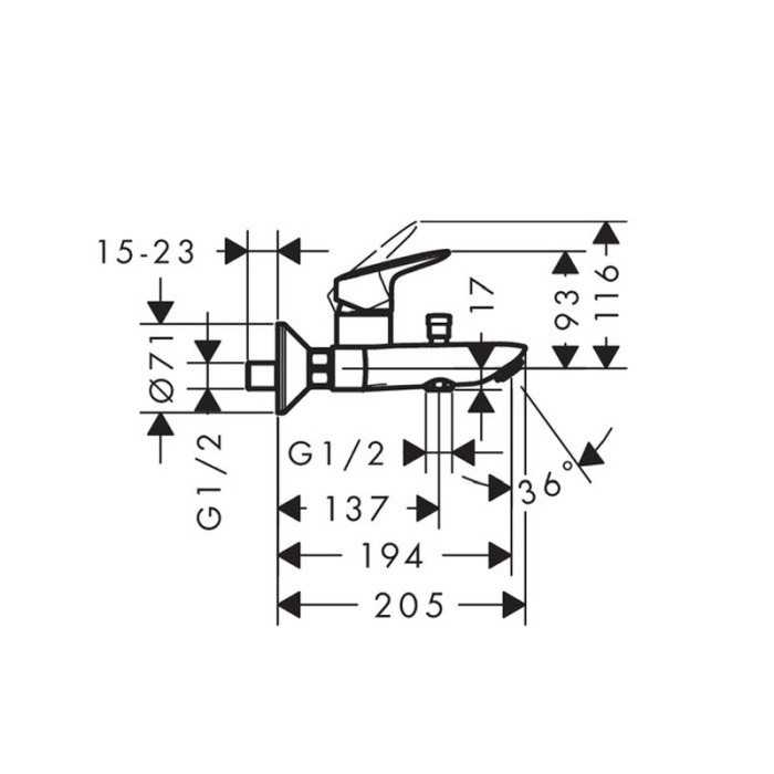 Baterie cada-dus, Hansgrohe, Logis, crom [2]