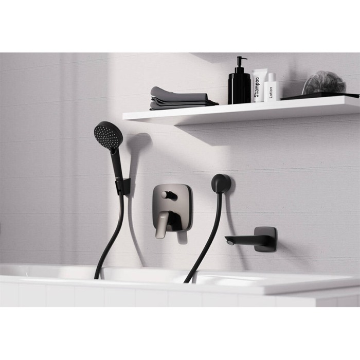 Baterie cada - dus, Hansgrohe, Logis, incastrata, parte vizibila, negru mat [3]