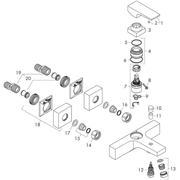 Baterie cada - dus, Hansgrohe, Metropol, auriu lucios [3]