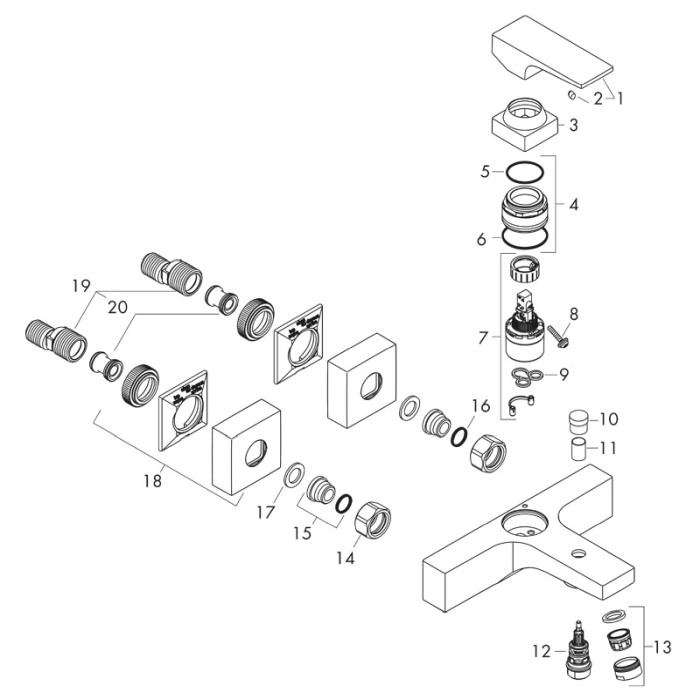 Baterie cada dus, Hansgrohe, Metropol, Crom [4]