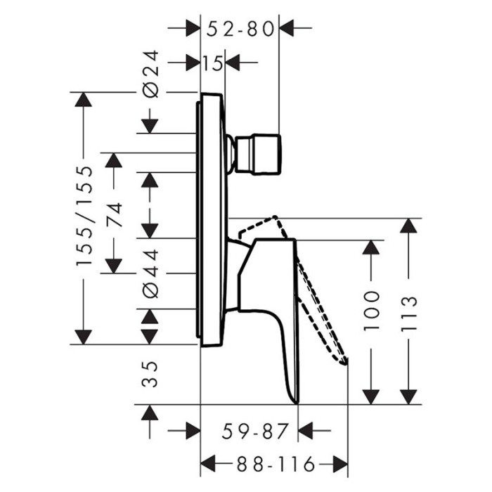Baterie cada dus, Hansgrohe, Talis E, alb mat [2]