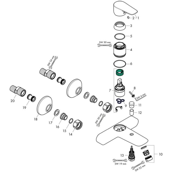 Baterie cada-dus Hansgrohe, Talis E, bronz periat [3]