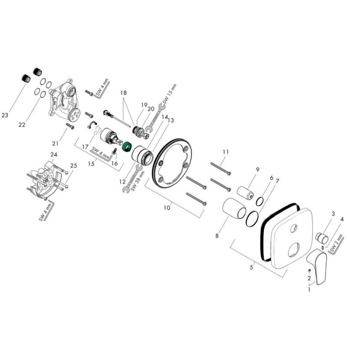 Baterie cada - dus Hansgrohe, Talis E, bronz periat [3]