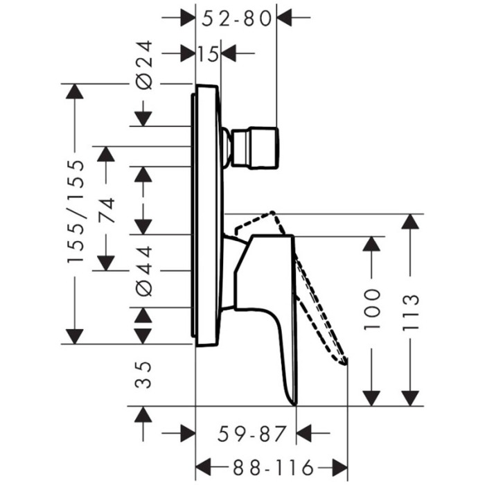 Baterie cada - dus Hansgrohe, Talis E, bronz periat [2]
