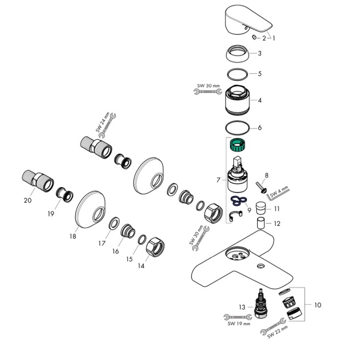 Baterie cada-dus Hansgrohe, Talis E, crom [4]