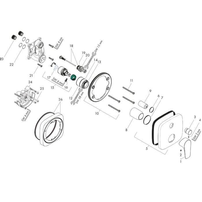 Baterie cada dus, Hansgrohe, Talis E, Negru [4]