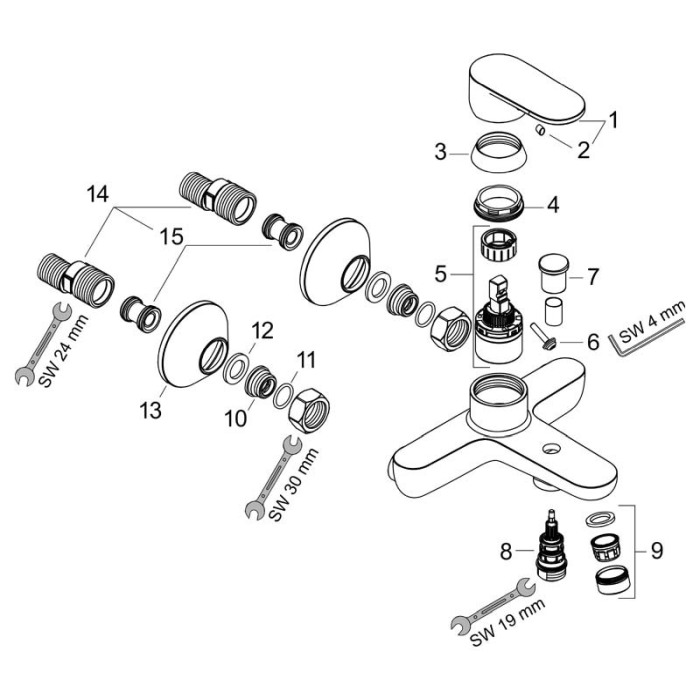 Baterie cada - dus, Hansgrohe, Vernis Blend, negru mat [4]