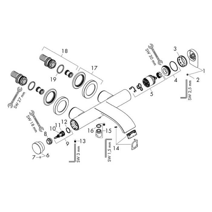 Baterie cada - dus, Hansgrohe, Vivenis, crom [3]
