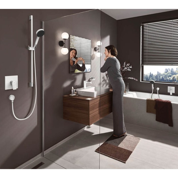 Baterie cada - dus, Hansgrohe, Vivenis, incastrabila, parte vizibila, alb mat [5]