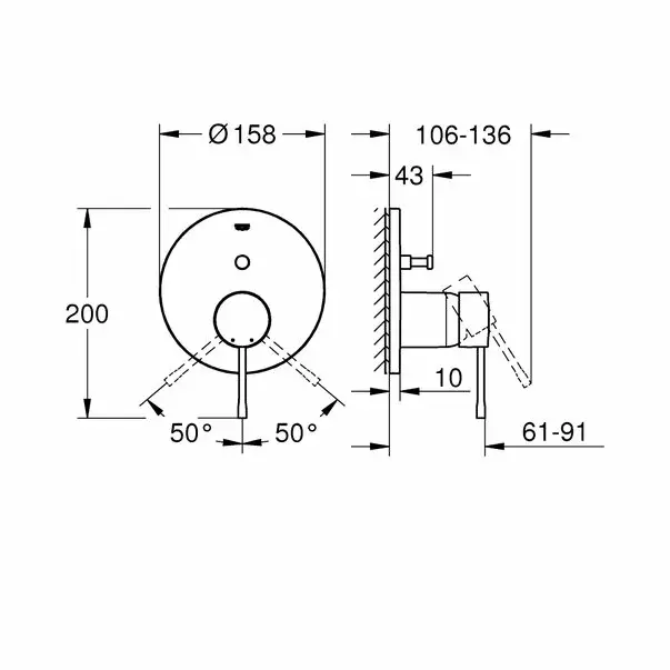 Baterie cada - dus incastrata Grohe Essence 2 iesiri crom [2]