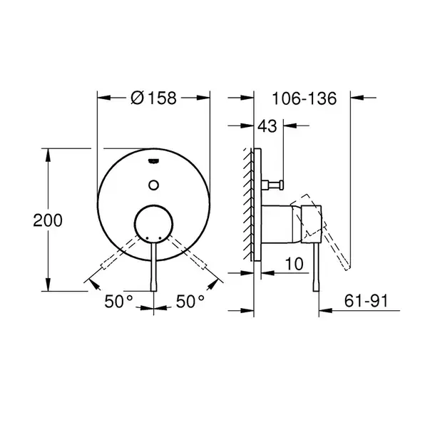 Baterie cada - dus incastrata Grohe Essence auriu periat Cool Sunrise fara corp ingropat [4]