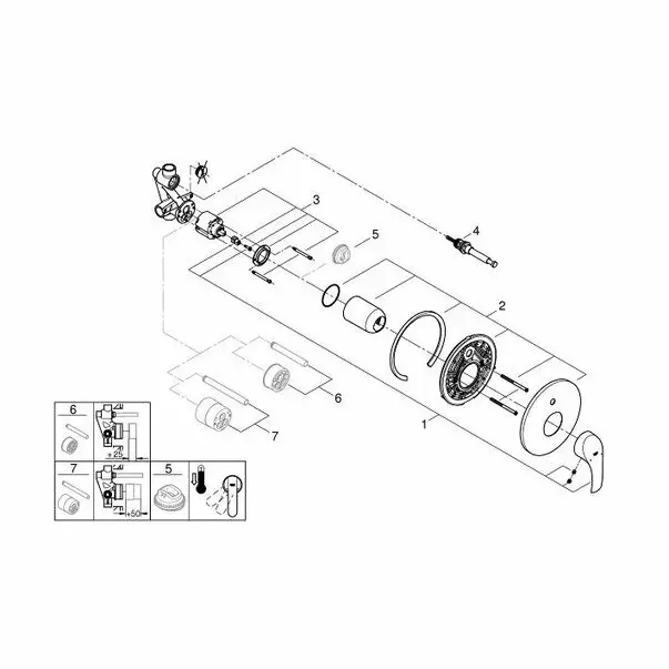 Baterie cada - dus incastrata Grohe Eurosmart New crom cu corp incastrat [3]