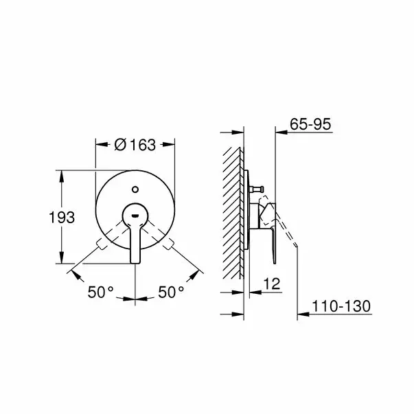 Baterie cada - dus incastrata Grohe Lineare crom lucios [2]