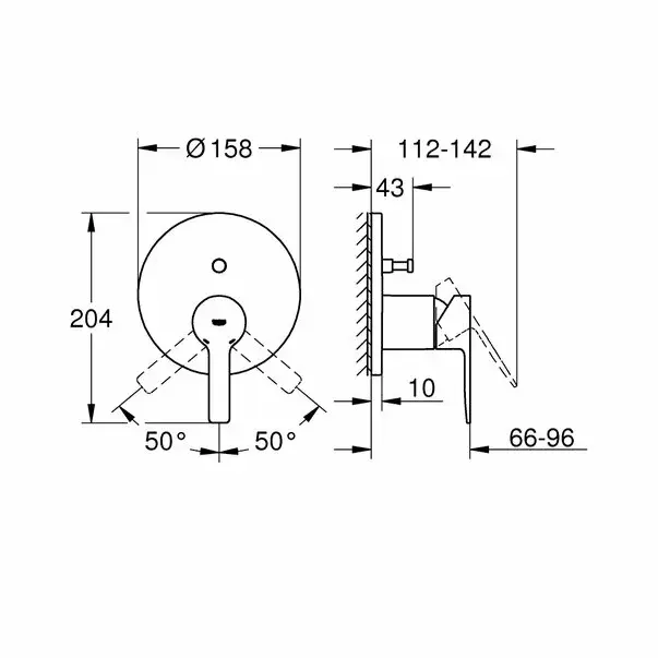 Baterie cada - dus incastrata Grohe Lineare cu comutator automat in 2 pozitii [2]