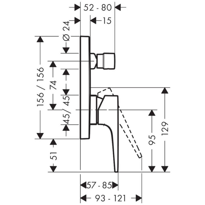 Baterie cada - dus incastrata, Hansgrohe, Metropol, bronz periat [2]
