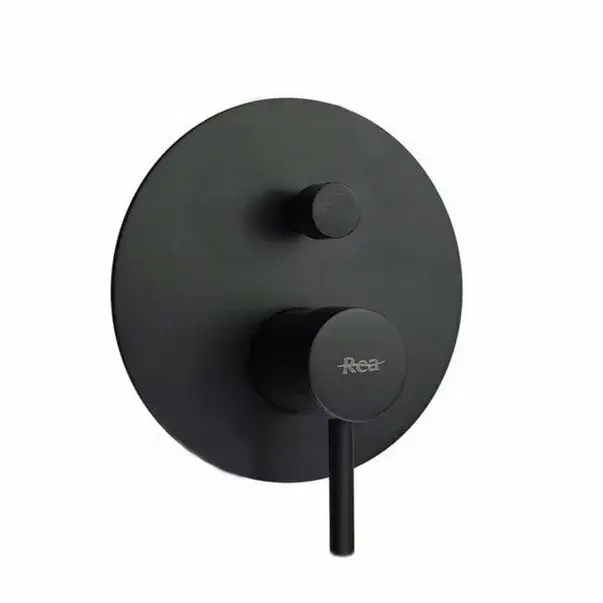 Baterie cada - dus incastrata Rea Lungo negru mat cu set de dus si corp ingropat [4]