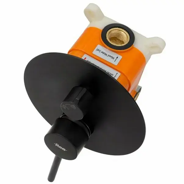 Baterie cada - dus incastrata Rea Lungo negru mat cu set de dus si corp ingropat [8]