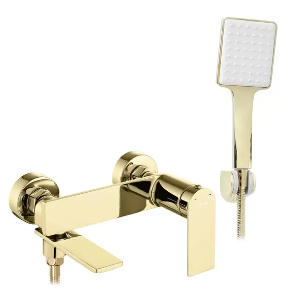Baterie cada - dus Rea Storm monocomanda auriu lucios cu set de dus [1]