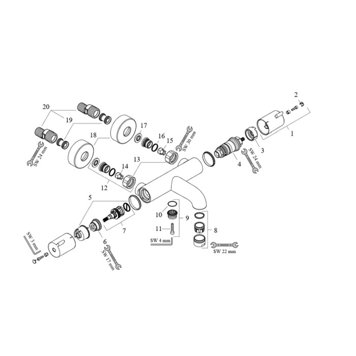 Baterie cada-dus termostatata Hansgrohe, Ecostat 1001, crom [4]