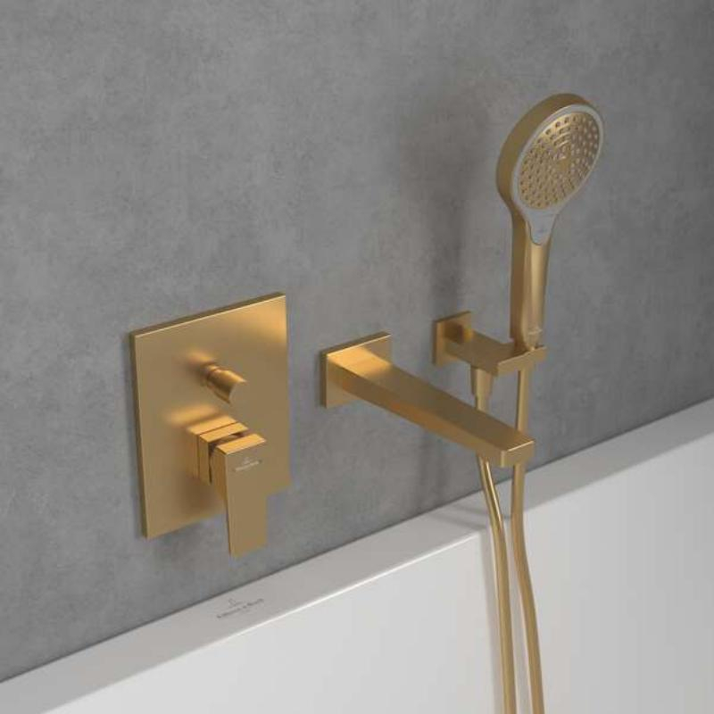 Baterie cadă-duș Villeroy&Boch, Architectura Square, montaj încastrat, brushed gold [2]