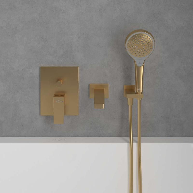 Baterie cadă-duș Villeroy&Boch, Architectura Square, montaj încastrat, brushed gold [4]