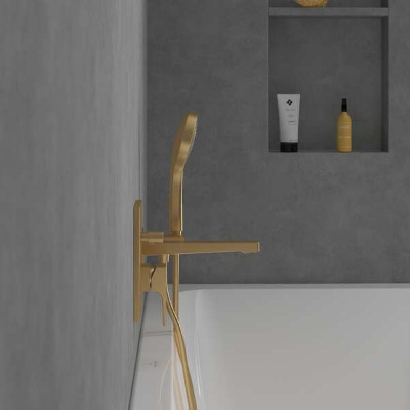 Baterie cadă-duș Villeroy&Boch, Architectura Square, montaj încastrat, brushed gold [3]