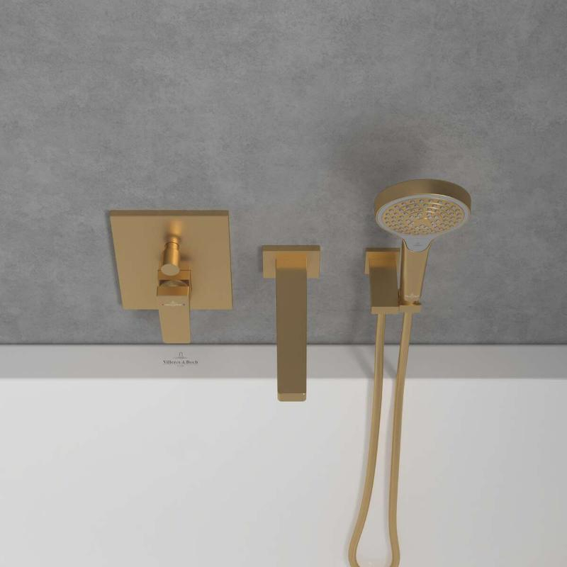 Baterie cadă-duș Villeroy&Boch, Architectura Square, montaj încastrat, brushed gold [5]