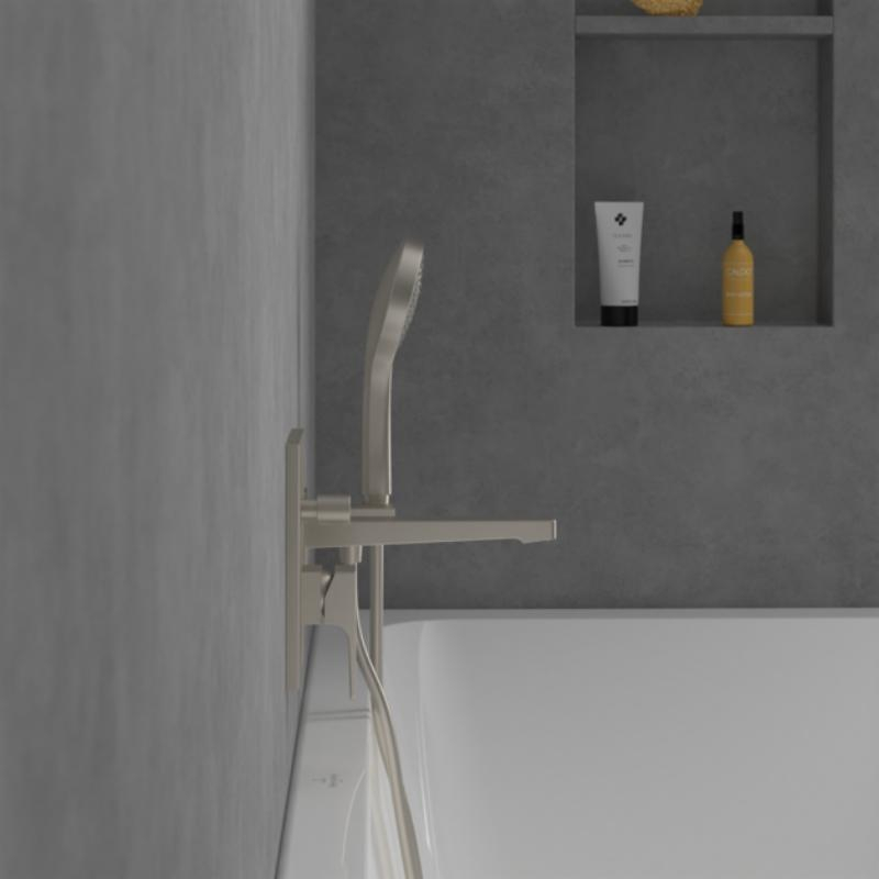 Baterie cadă-duș Villeroy&Boch, Architectura Square, montaj încastrat, brushed nickel [3]