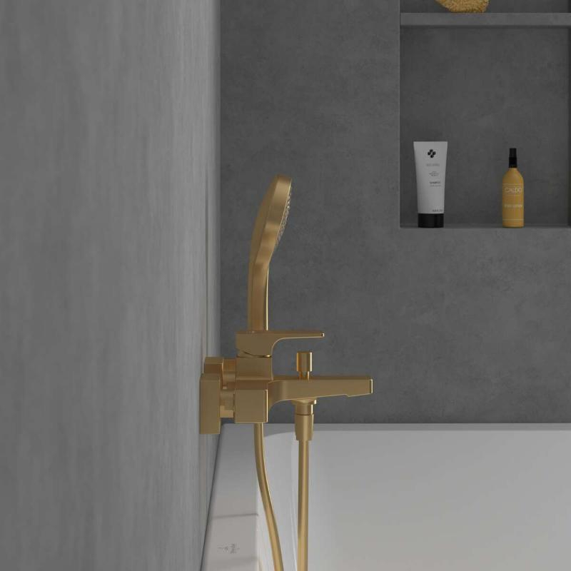 Baterie cadă-duș Villeroy&Boch, Architectura Square, montaj pe perete, brushed gold [3]