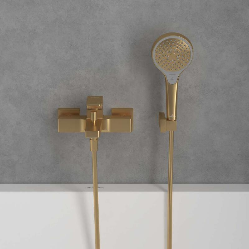 Baterie cadă-duș Villeroy&Boch, Architectura Square, montaj pe perete, brushed gold [4]