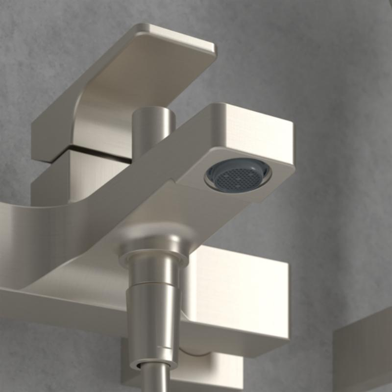 Baterie cadă-duș Villeroy&Boch, Architectura Square, montaj pe perete, brushed nickel [7]