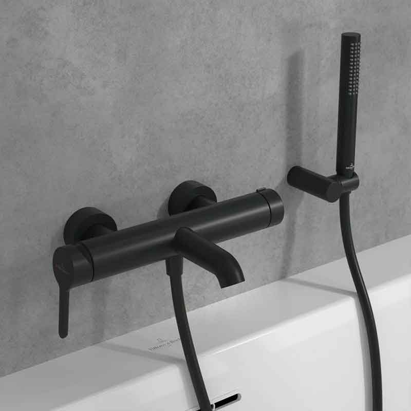Baterie cadă-duș Villeroy&Boch, Skyla, cu montaj pe perete, negru mat [2]