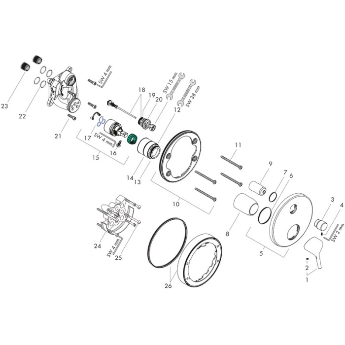 Baterie cada, Hansgrohe, Talis S, Crom [4]