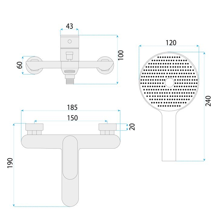 Baterie cadă REA DROP auriu periat [7]