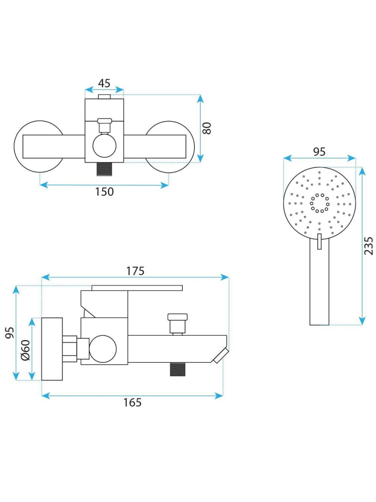 Baterie cadă REA Ontario cupru periat [6]