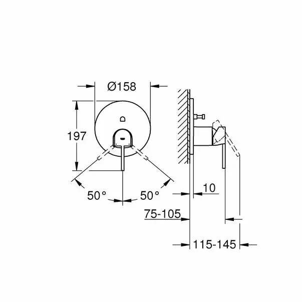 Baterie cada si dus Grohe Plus incastrata [3]