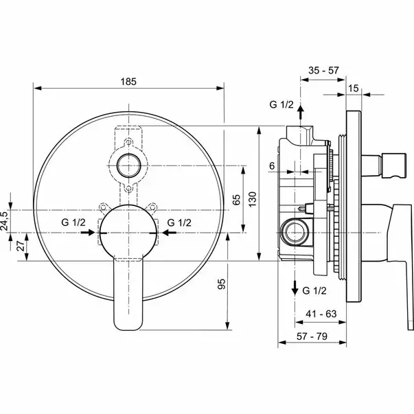 Baterie cada si dus Ideal Standard Gio montaj incastrat [2]