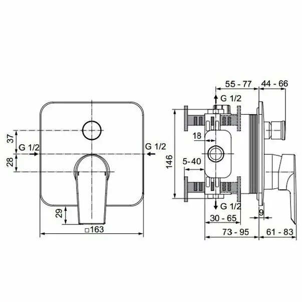 Baterie cada si dus Ideal Standard Tesi incastrata [2]