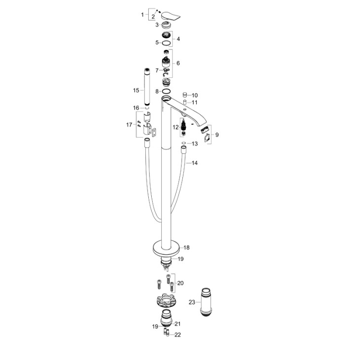 Baterie cada stativa, Hansgrohe, Vivenis, pentru cazile freestanding, crom [4]