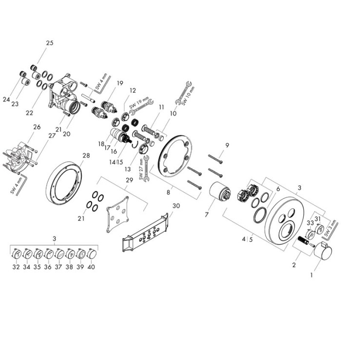 Baterie cu termostat Hansgrohe, ShowerSelect S, cu 2 functii, negru mat [4]
