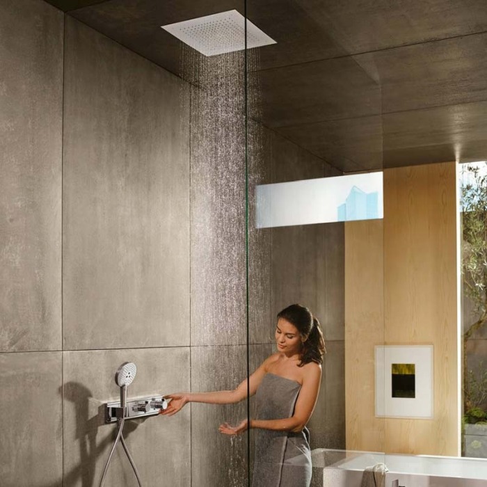 Baterie cu termostatat Hansgrohe, RainSelect, cu 2 functii, cu suport pentru para de dus, crom [6]