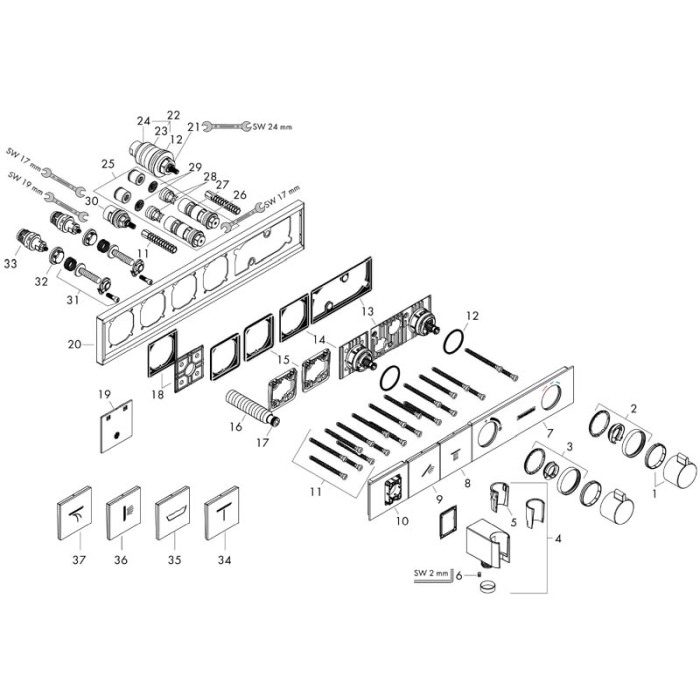 Baterie cu termostatat Hansgrohe, RainSelect, cu 2 functii, cu suport pentru para de dus, crom [4]