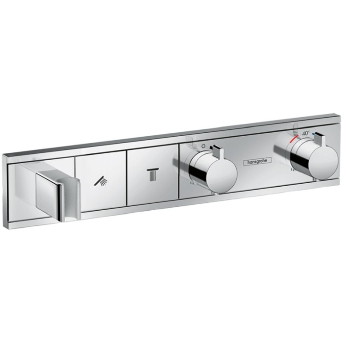 Baterie cu termostatat Hansgrohe, RainSelect, cu 2 functii, cu suport pentru para de dus, crom [1]
