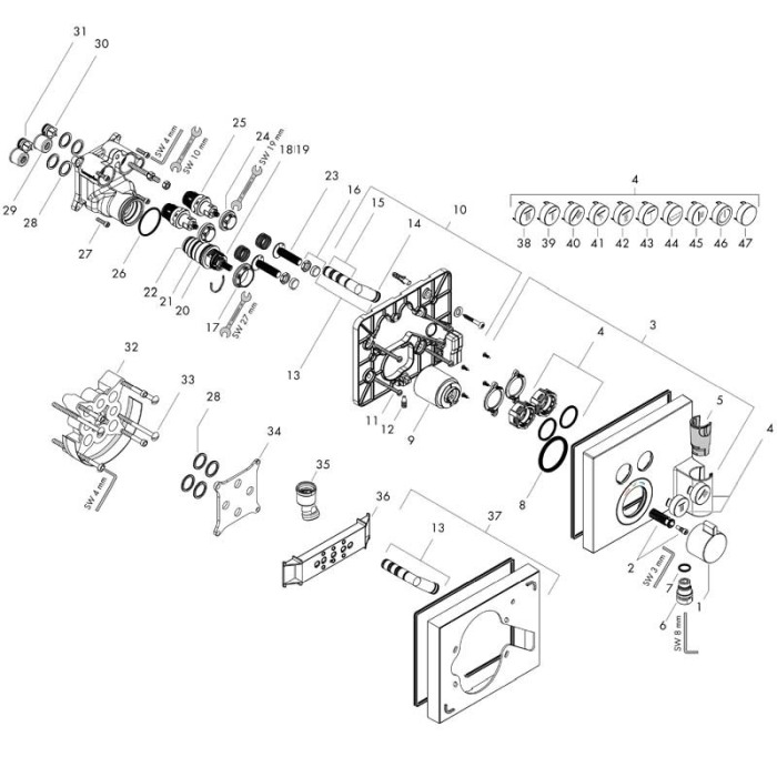 Baterie cu termostatat Hansgrohe, ShowerSelect, cu 2 functii, crom [4]
